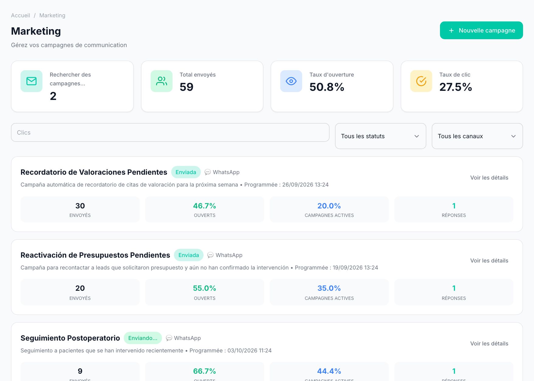 Marketing et acquisition dans CirugiaNexa